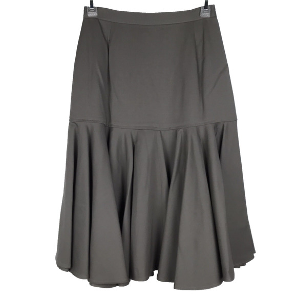 Vintage Bergdorf Goodman Wool Trumpet Skirt Gray Flared Gathered Drop Waist Sz 6 - Picture 1 of 9
